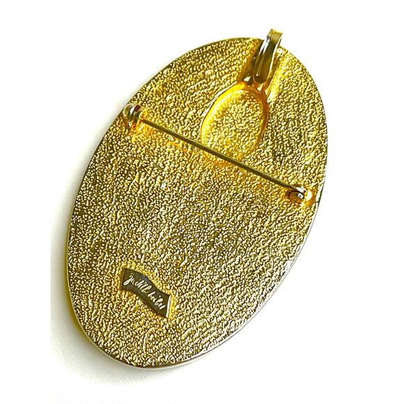 VINTAGE Brooch JUDITH LEIBER Signed Tortoise Shell Vtg Costume Jewelry Pin m13 - Picture 3 of 5